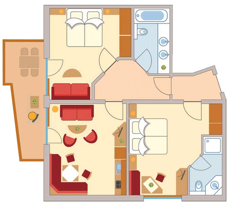  Appartement Aifner
(2 Schlafzimmer)